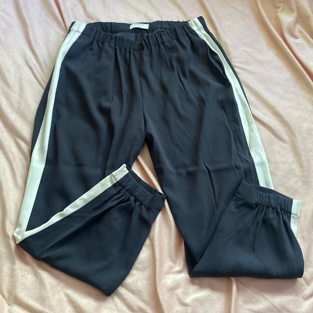 Babaton Grey and White Cropped Pants